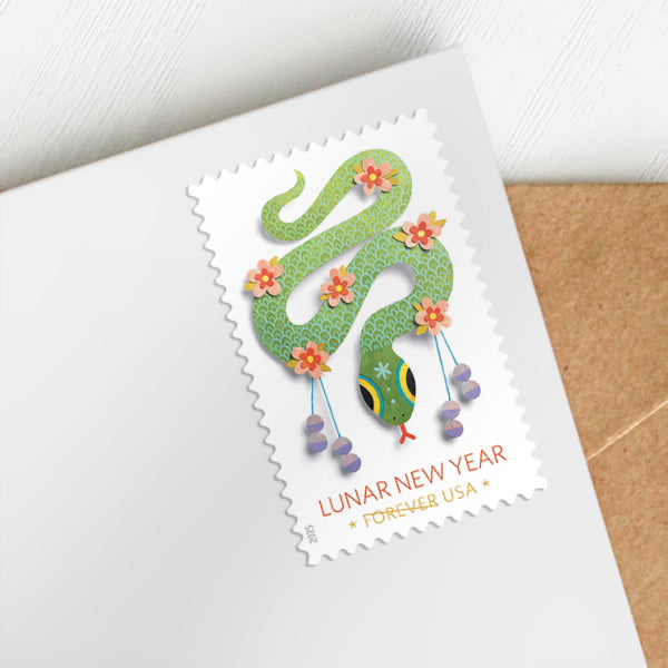 2025 USPS SHEET OF 20 FIRST CLASS LETTER STAMPS LUNAR NEW YEAR- SNAKE 78¢