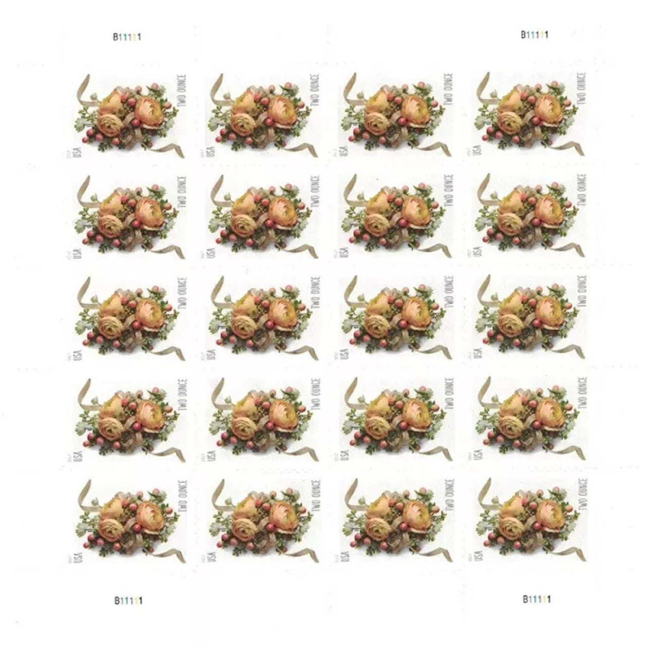 2017 USPS SHEET OF 20 TWO OUNCE STAMPS CELEBRATION CORSAGE 1.07¢