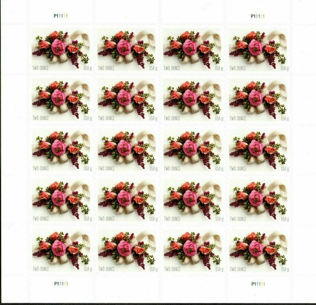 2020 USPS SHEET OF 20 TWO OUNCE STAMPS GARDEN CORSAGE 1.07¢
