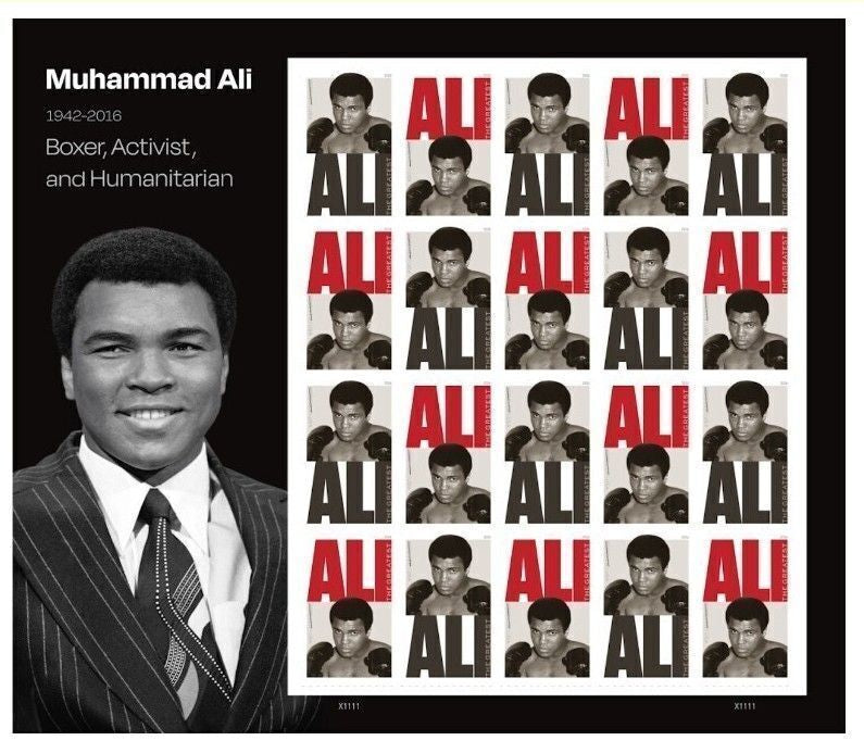 2025 USPS SHEET OF 20 FIRST CLASS LETTER STAMPS MUHAMMAD ALI 78¢