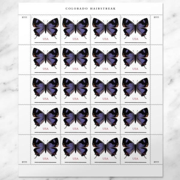 2021 USPS SHEET OF 20 NON-MACHINEABLE LETTER STAMPS COLORADO BUTTERFLY 1.27¢