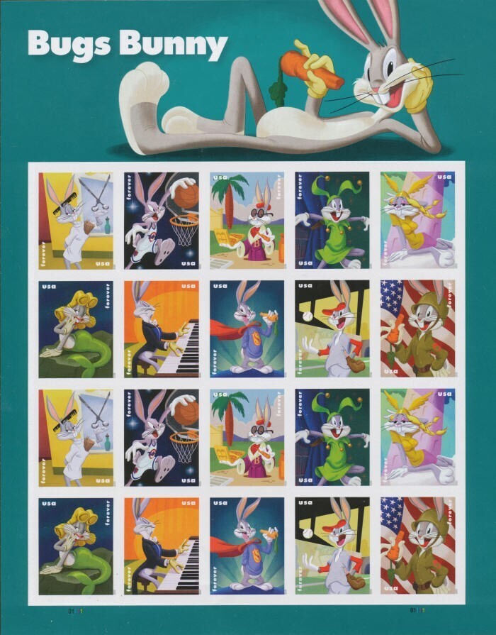 2020 USPS SHEET OF 20 FIRST CLASS LETTER STAMPS BUGS BUNNY 78¢