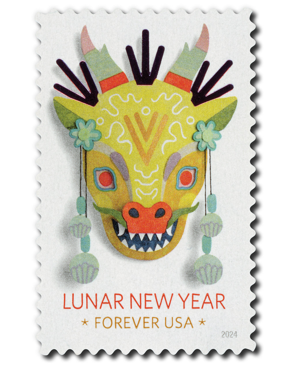 2024 USPS SHEET OF 20 FIRST CLASS LETTER STAMPS LUNAR NEW YEAR- DRAGON 78¢