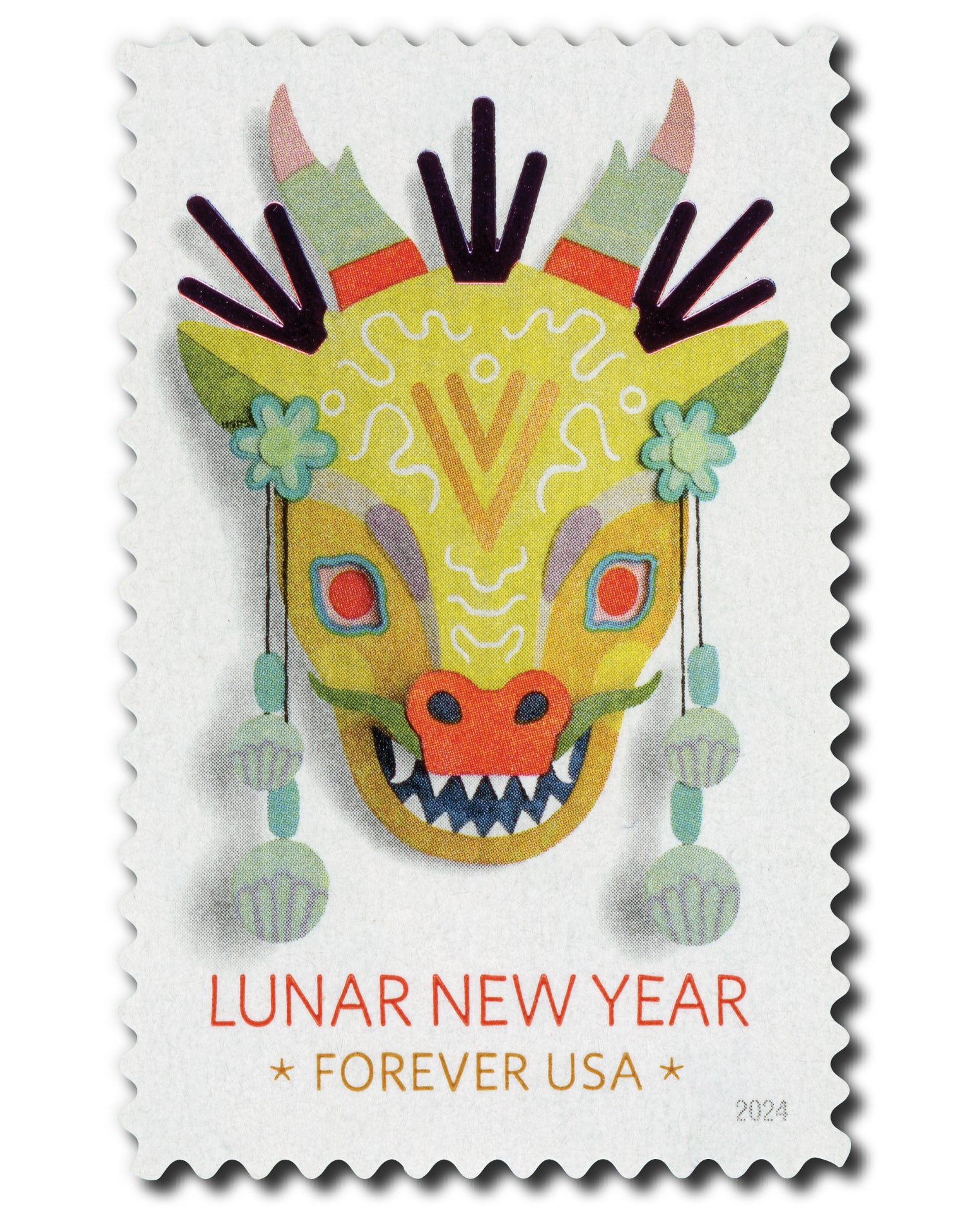 2024 USPS SHEET OF 20 FIRST CLASS LETTER STAMPS LUNAR NEW YEAR- DRAGON 78¢