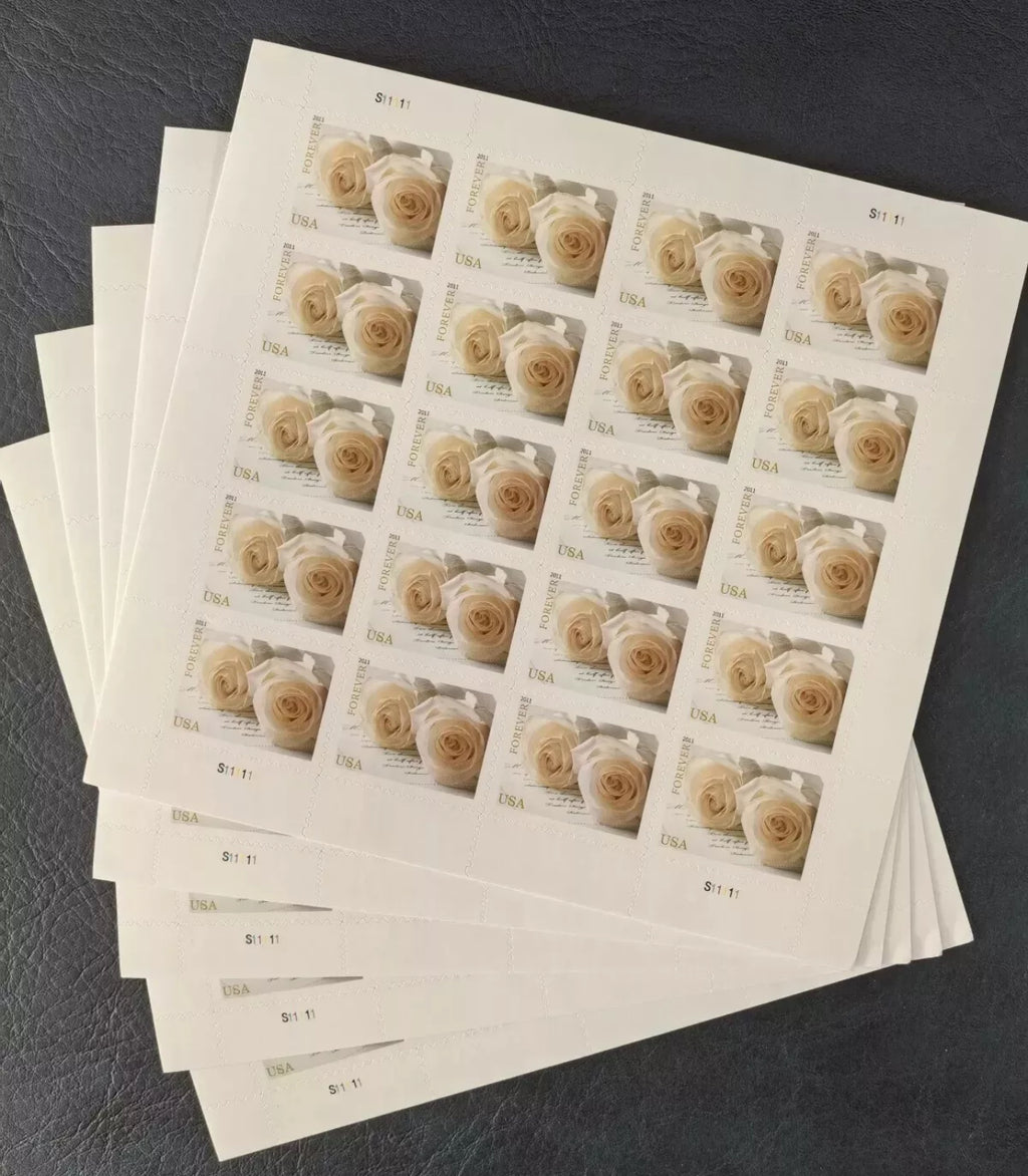 2011 USPS SHEET OF 20 FIRST CLASS LETTER STAMPS WEDDING ROSES 78¢