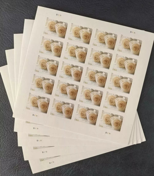 2011 USPS SHEET OF 20 FIRST CLASS LETTER STAMPS WEDDING ROSES 78¢