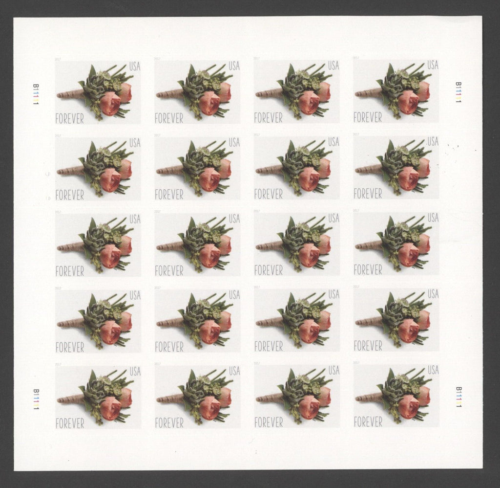 2017 USPS SHEET OF 20 FIRST CLASS LETTER STAMPS CELEBRATION BOUTONNIÈRE 78¢