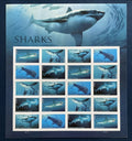 2017 USPS SHEET OF 20 FIRST CLASS LETTER STAMPS SHARKS 78¢