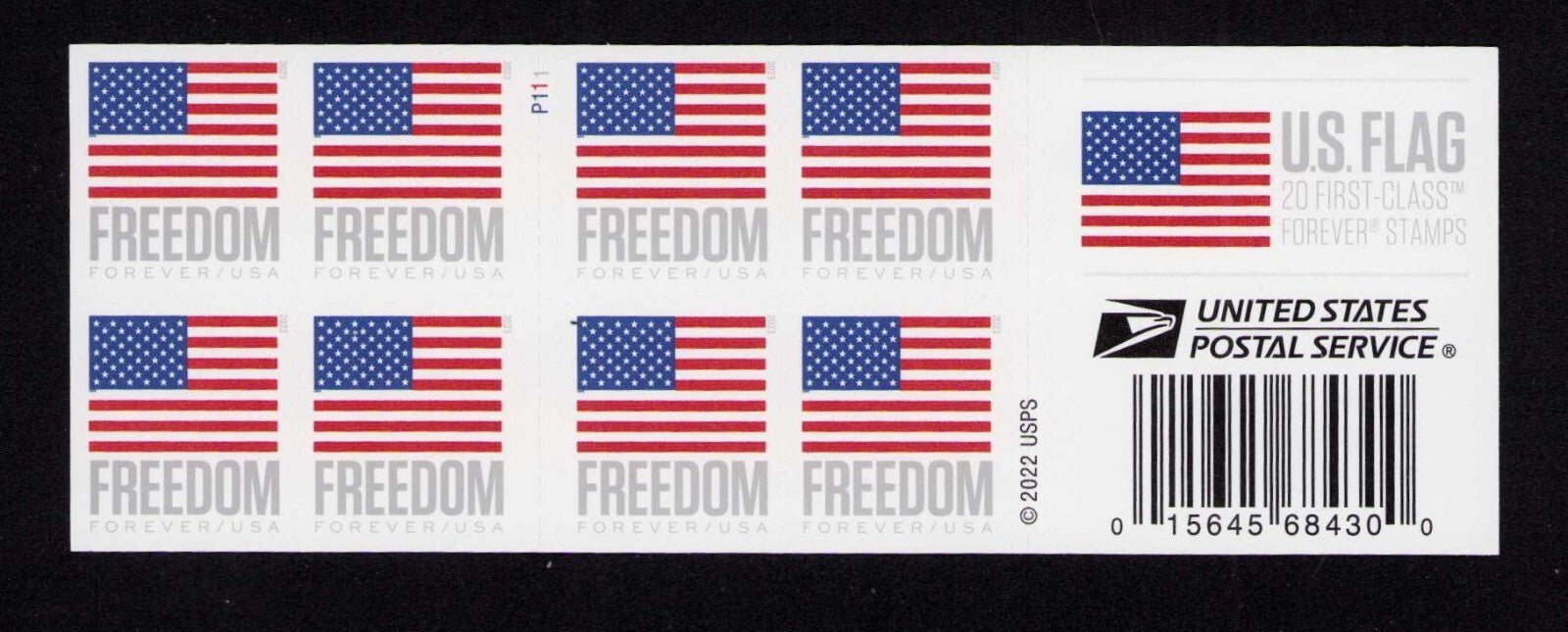 2023 USPS SHEET OF 20 FIRST CLASS LETTER STAMPS U.S. FLAGS 78¢
