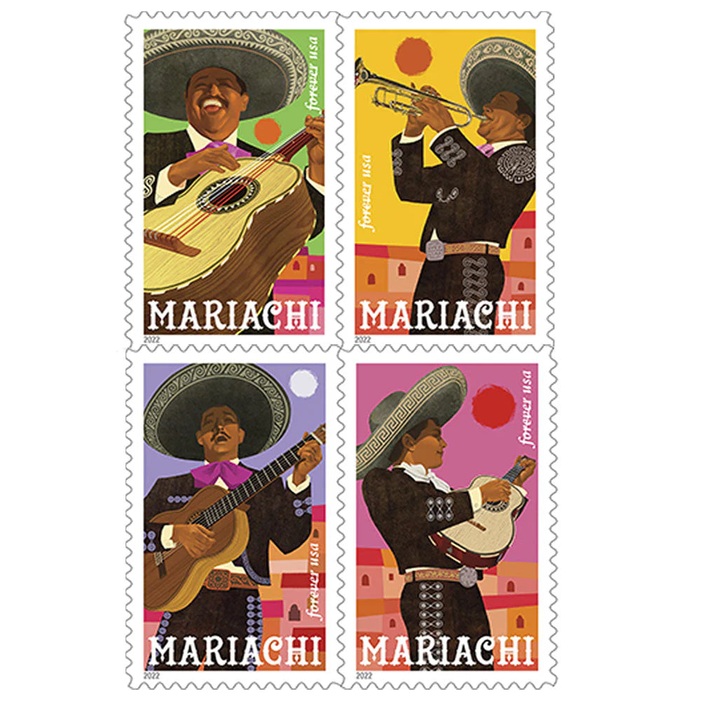 2022 USPS SHEET OF 20 FIRST CLASS LETTER STAMPS MARIACHI 78¢