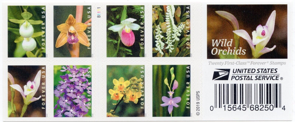 2020 USPS SHEET OF 20 FIRST CLASS LETTER STAMPS WILD ORCHIDS 78¢