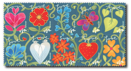 2011 USPS SHEET OF 20 FIRST CLASS LETTER STAMPS GARDEN OF LOVE 78¢