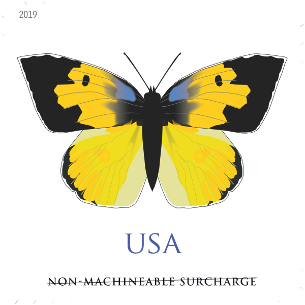 2019 USPS SHEET OF 20 NON-MACHINEABLE LETTER STAMPS CALIFORNIA DOGFACE 1.27¢