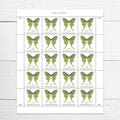 2025 USPS SHEET OF 20 NON-MACHINEABLE LETTER STAMPS LUNA MOTH 1.27¢