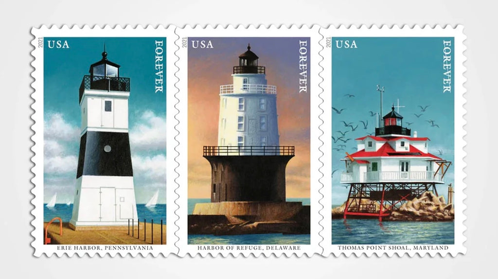 2021 USPS SHEET OF 20 FIRST CLASS LETTER STAMPS MID-ATLANTIC LIGHTHOUSES 78¢