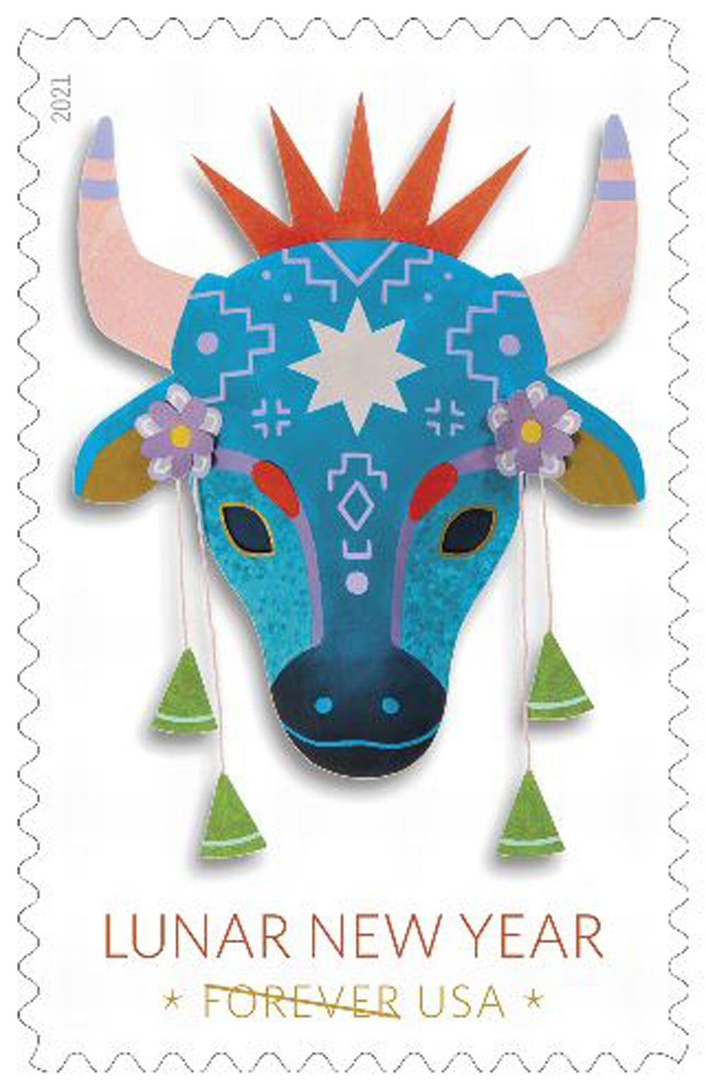 2021 USPS SHEET OF 20 FIRST CLASS LETTER STAMPS LUNAR NEW YEAR- OX 78¢