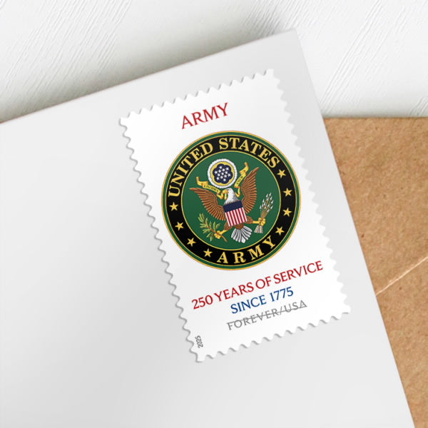 2025 USPS SHEET OF 20 FOREVER LETTER STAMPS CELEBRATING 250 YEARS OF US ARMY 78¢