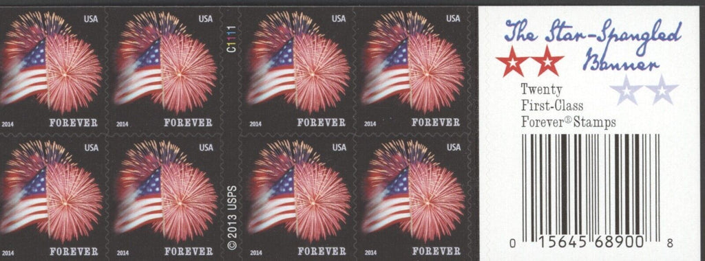 2014 USPS SHEET OF 20 FIRST CLASS LETTER STAMPS STAR-SPANGLED BANNER 78¢