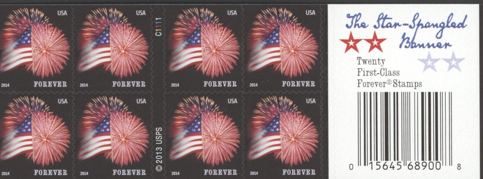 2014 USPS SHEET OF 20 FIRST CLASS LETTER STAMPS STAR-SPANGLED BANNER 78¢