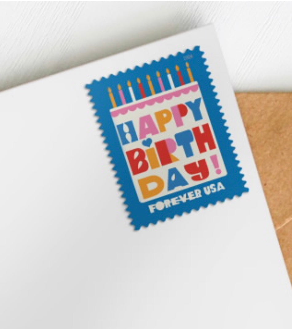 2026 USPS 20 FIRST CLASS LETTER STAMPS HAPPY BIRTHDAY 82¢