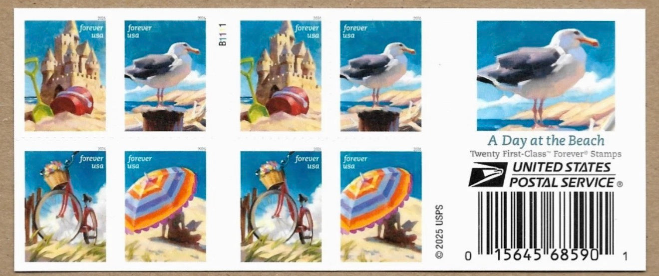 2026 USPS 20 FIRST CLASS LETTER STAMPS A Day at the Beach 82¢