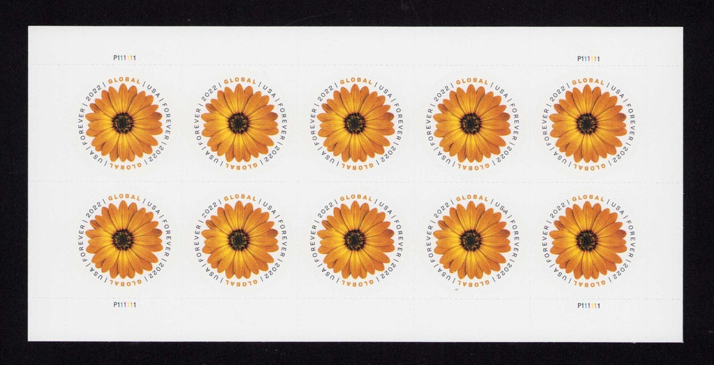 2022 USPS SHEET OF 10 GLOBAL STAMPS- AFRICAN DAISY 1.70¢