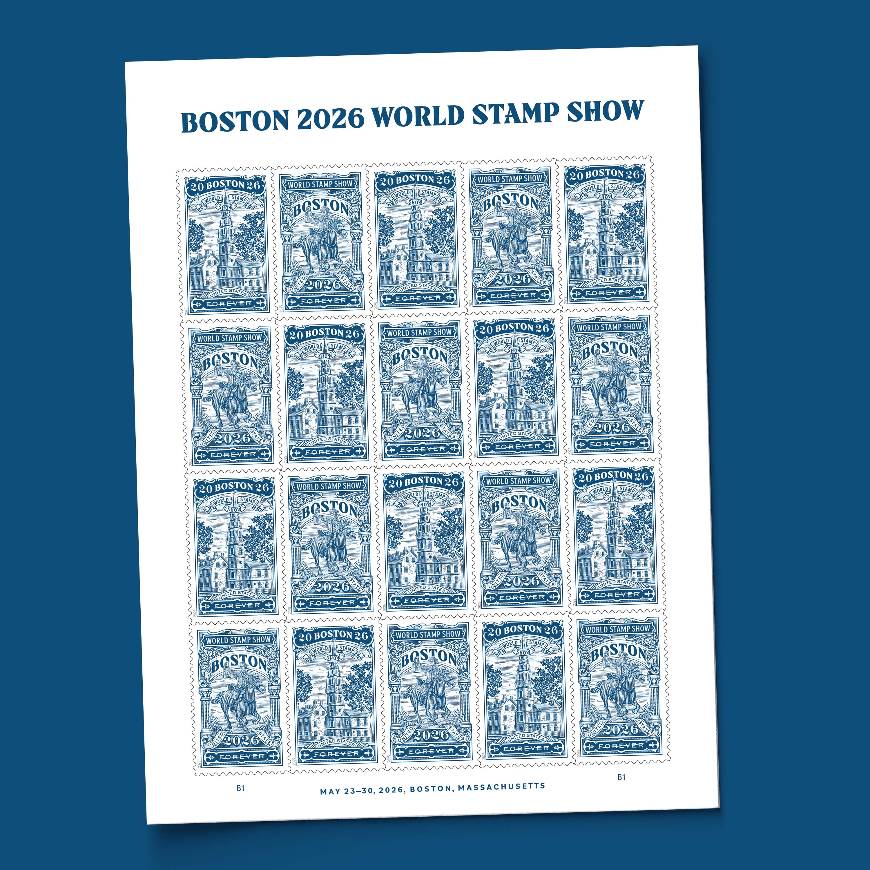 2026 USPS 100 FIRST CLASS LETTER STAMPS BOSTON 2026 WORLD STAMP SHOW 82¢