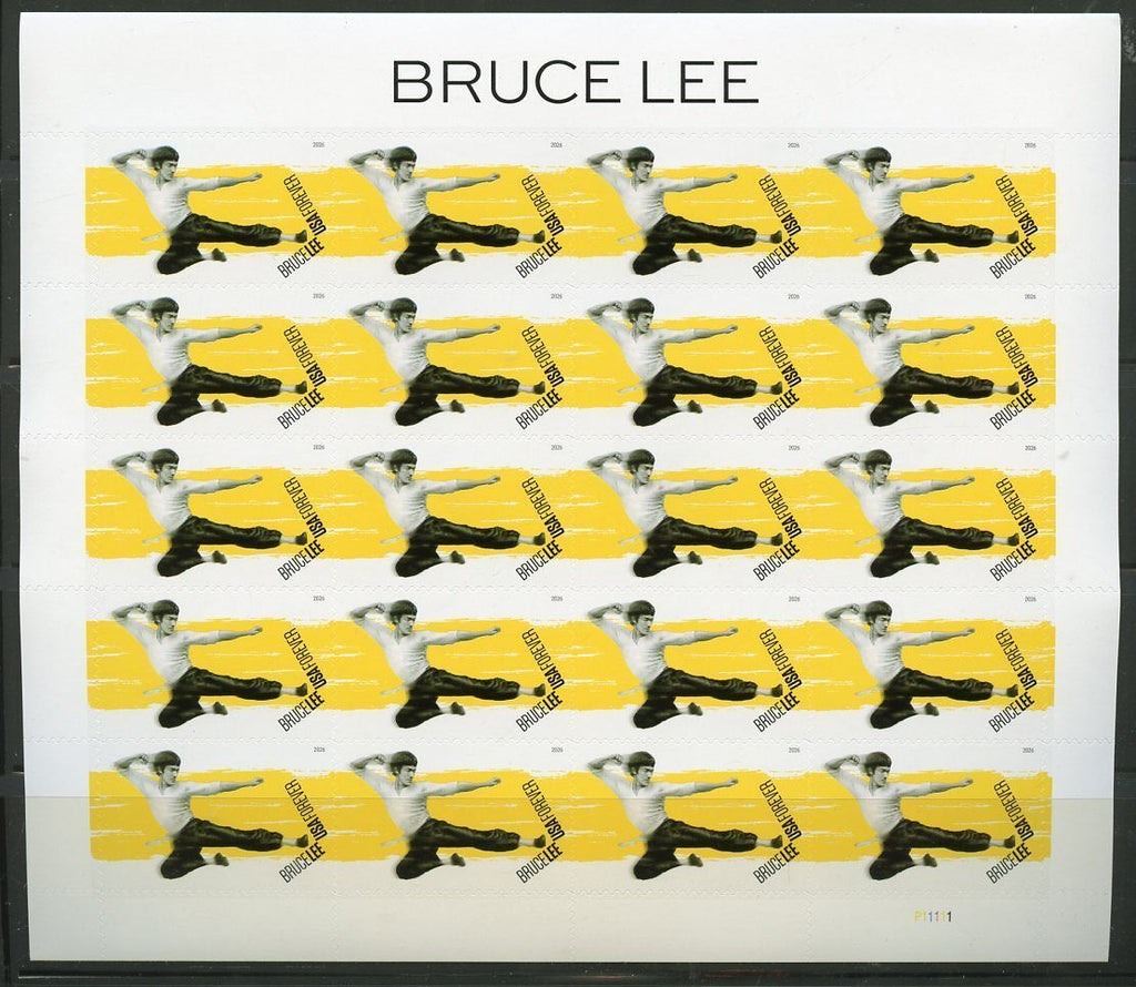2026 USPS SHEET OF 20 FIRST CLASS LETTER STAMPS BRUCE LEE 78¢