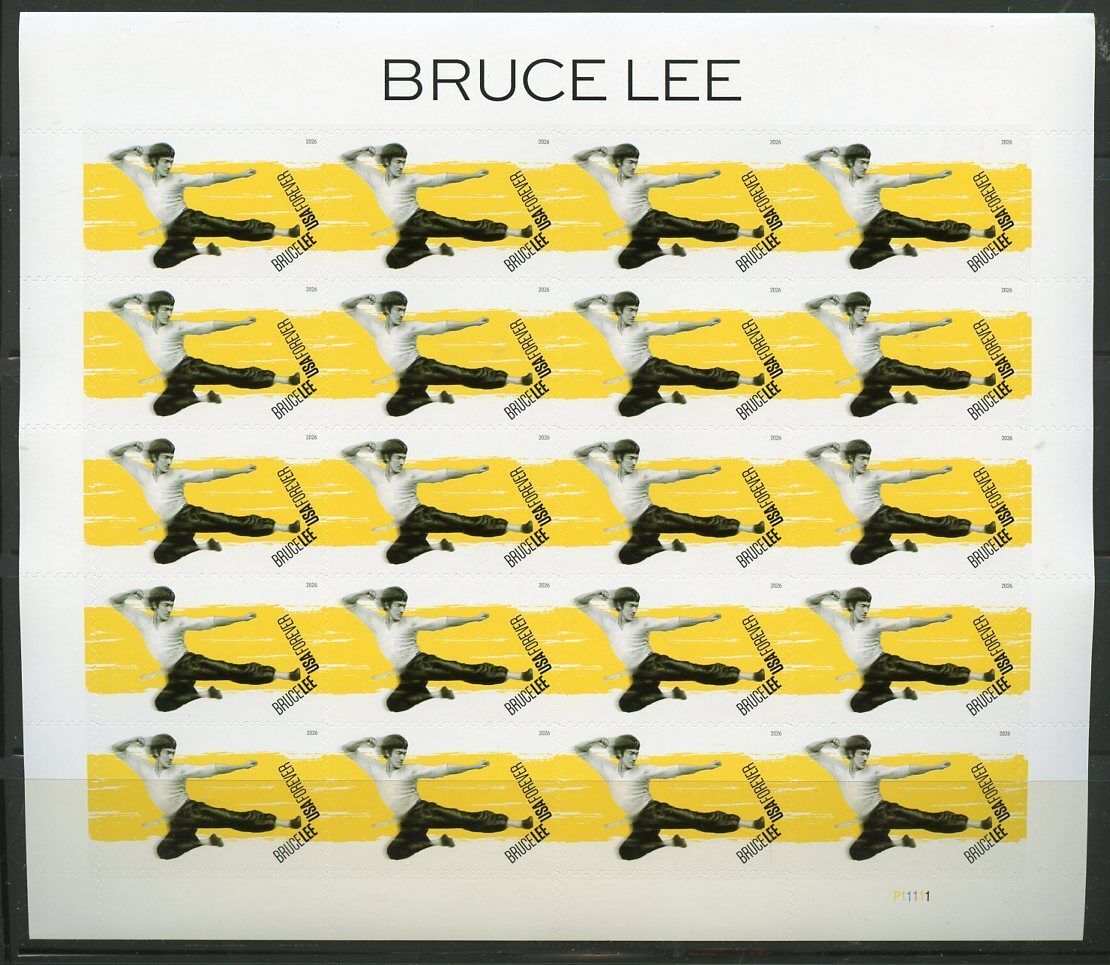 2026 USPS SHEET OF 20 FIRST CLASS LETTER STAMPS BRUCE LEE 78¢
